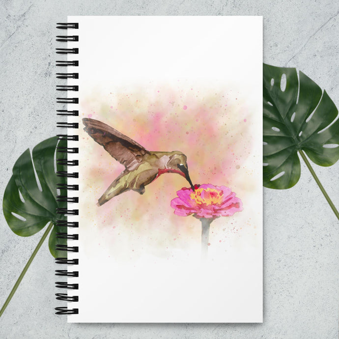 Hummingbird notebook. The design is in a watercolour-style.