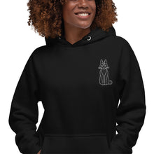 Load image into Gallery viewer, Black hoodie with a cat design by JD&#39;s Mug Shoppe
