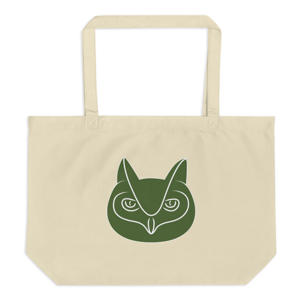 Large Organic Tote Bag | Green Owl