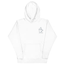 Load image into Gallery viewer, White &quot;all the coffee&quot; hoodie by JD&#39;s Mug Shoppe
