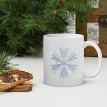Load image into Gallery viewer, Coffee mug with a snowflake design
