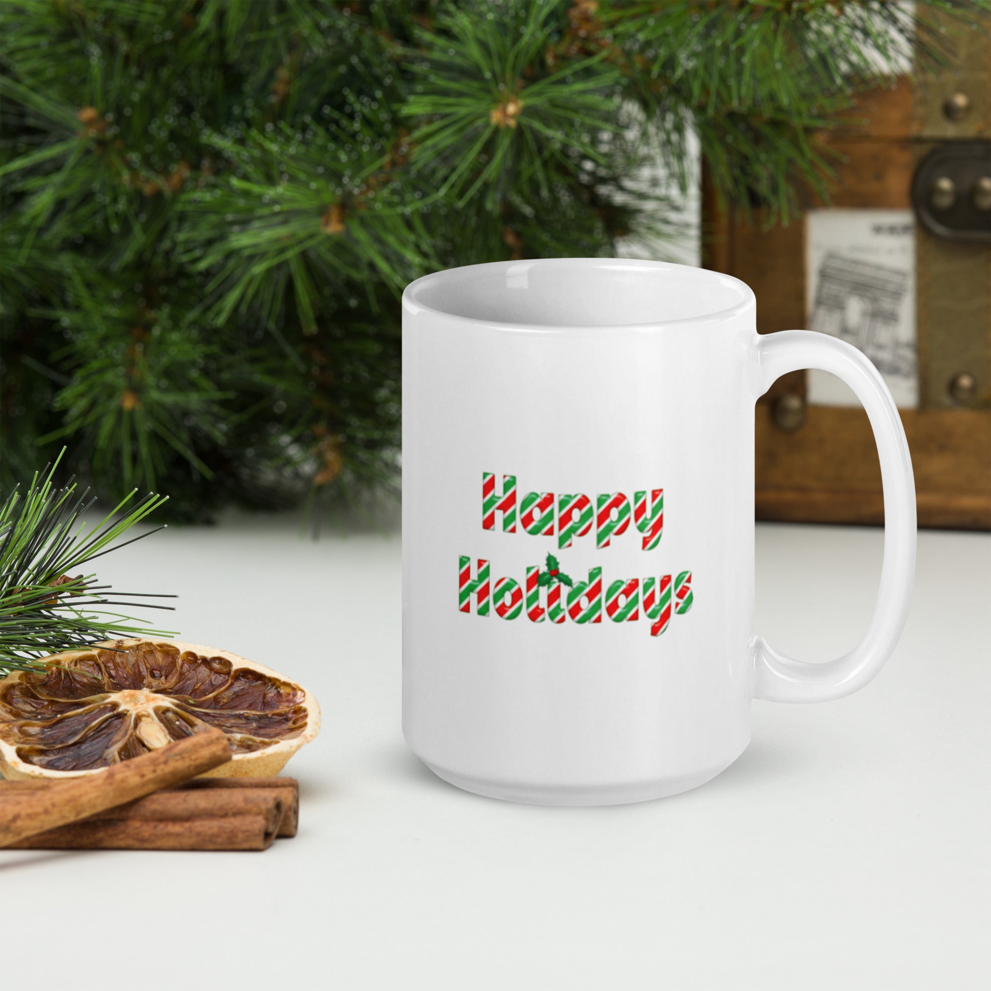 Personalized Candy Cane Handle Holiday Christmas Mug